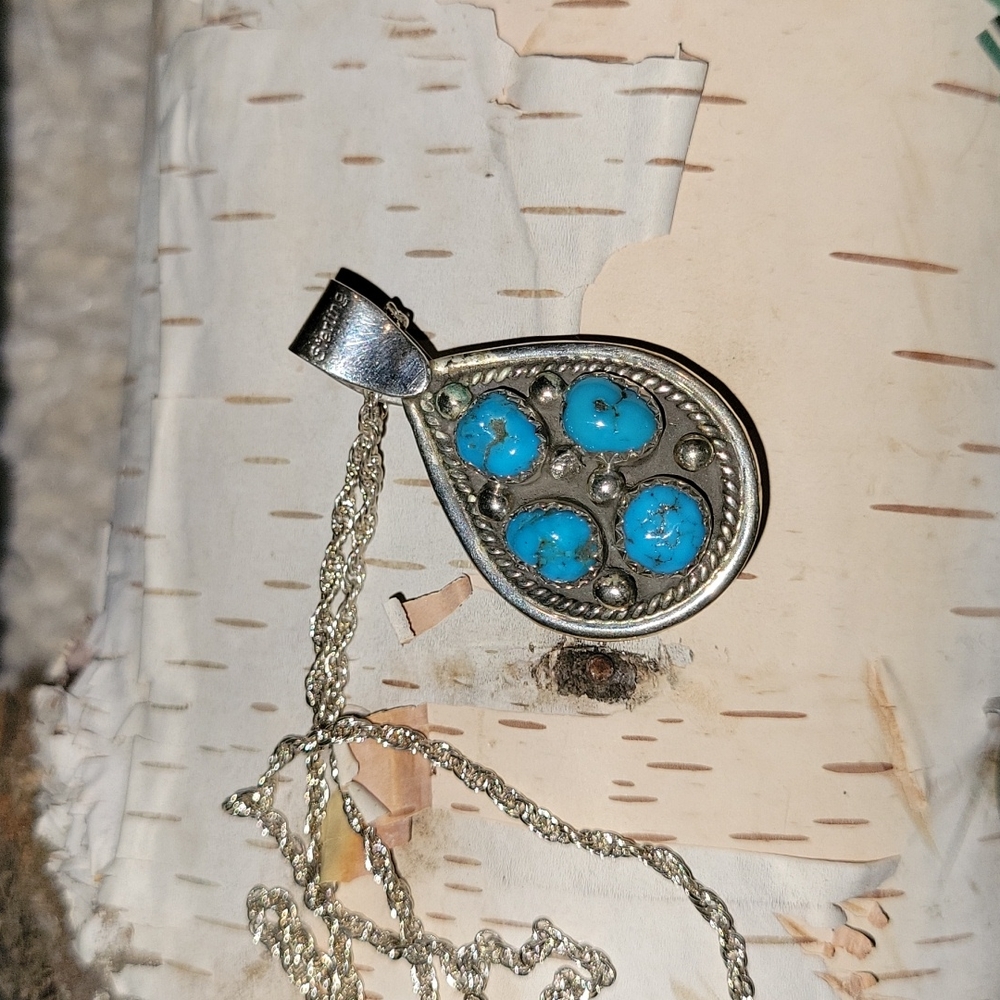 Vintage Turquoise and Coral Nugget Necklace